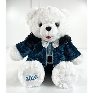 Dan Dee Snowflake Teddy Bear 2016 White Plush 20" Christmas Blue Velvet Jacket